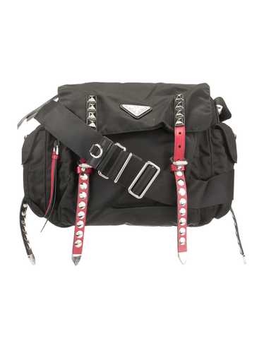 バッグ PRADA studded buckle shoulder bag Black Prada Buckle leather bag with studded belt | PRADA