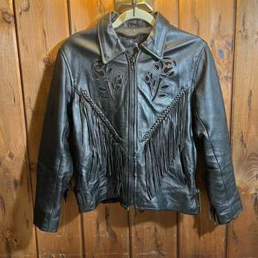 Vintage rose leather fringe - Gem