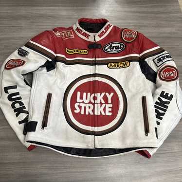 Lucky Strike Leather Jacket 【値下げ交渉 有】 Rare Vintage Lucky Strike Racing Leather Jacket Size S - Etsy