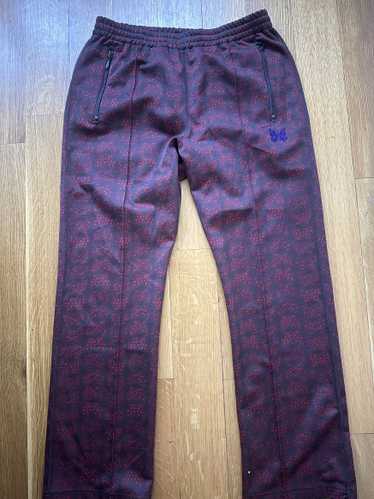 Needles Track Pant Purple × Red Needles Men's Poly Smooth Zipped Track Pant in Wine Needles