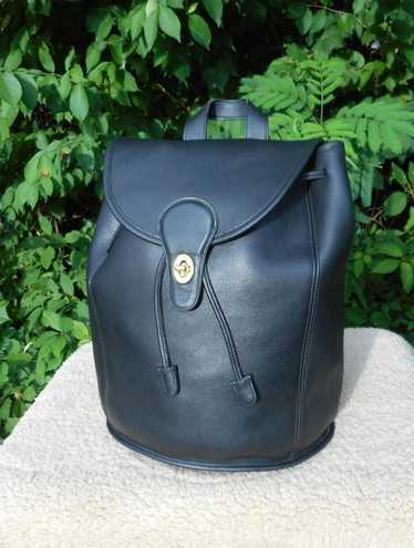 バッグ 80s old coach 9943 leather backpack Coach 9943 LARGE Vintage Black Leather Drawstring Backpack w