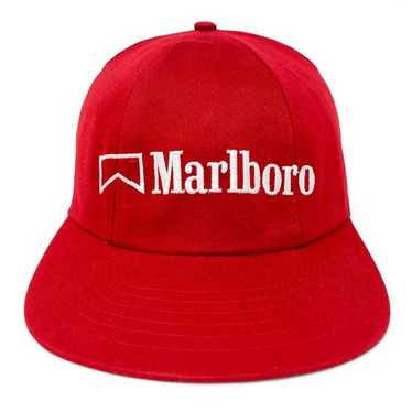 Marlboro キャップ　ヴィンテージ ビンテージ90's○Marlboro刺繍入りコットンキャップ黒×赤