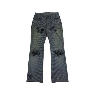 パンツ \"NUMBER (N)INE\" Damage Lightblue Denim NUMBER (N)INE SS06 Number Nine Painted D-Ring Crying Heart