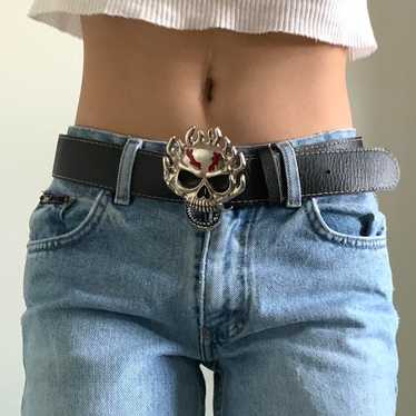 HYSTERIC GLAMOUR ロゴ入り ブラックベルト ドクロ HYSTERIC GLAMOUR（ヒステリックグラマー）の「SKULLロゴ