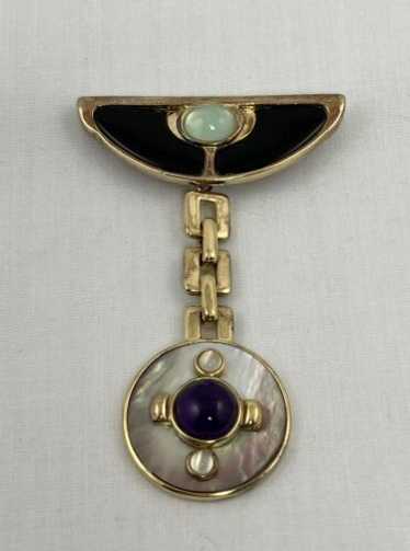 Kay Yin Lo  ブローチSILVER 925 KAI YIN LO KYLO GILDED 925 STERLING SILVER MALACHITE LARGE