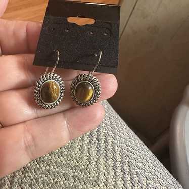 Vintage Avon Tigers Eye Drop earrings Very Beauti… - image 1