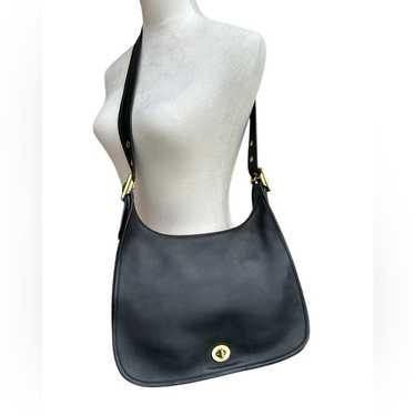バッグ Vintage Coach Legacy Crescent Saddle bag Vintage Coach Crescent Bag Black Leather Purse Handbag 9235