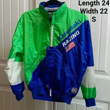 90s ライダースジャケット　緑　フリンジ　y2k　vintage Vintage Kawasaki Team Green Racing Full ZIP Xl 90s
