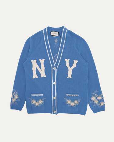 GUCCI ニューヨーク・ヤンキース カーディガン Gucci x NY Yankees Wool Logo Cardigan – Navy (Size XL)