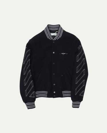 ブルゾン Off-White Varsity Jacket Off-White logo-patch Varsity Jacket | Black | FARFETCH JO