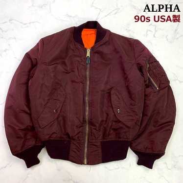 希少 TALL MA-1 ALPHA 90s USA製 LARGE Alpha Industries 1990s Made in USA MA-1 Bomber Jacket Green