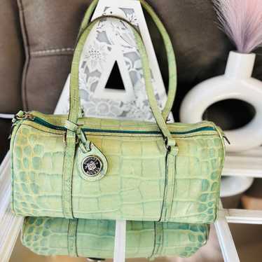 DOONEY&BOURKE レザーハンドバッグ　グリーン Dooney & Bourke Kelly Green Croc Embossed Leather Zip Zip