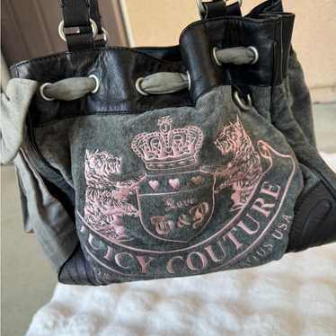 希少■JUICY COUTURE ベロア ハンドバッグ ブラック×シルバー Juicy Couture Black Juicy Couture Bag with a silver chain