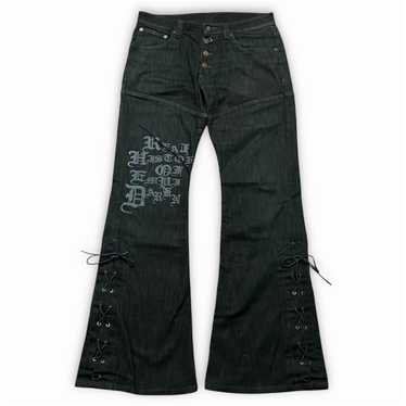 パンツ TORNADO MART flare stripe design pants Japanese Brand Tornado Mart Lace up Flared Trouser Size 31