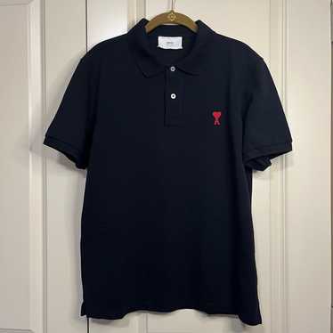 ★★AMI PARIS★★ Red heart logo short sleeve polo shirt hea AMI Paris Men's Small A Heart Polo Shirt in White AMI
