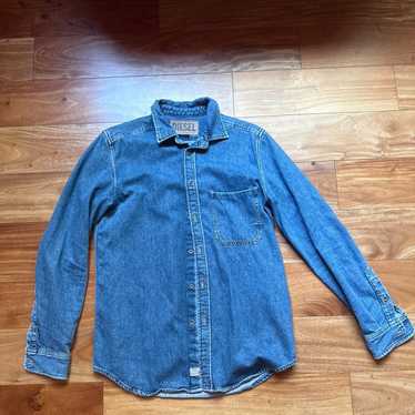 ジャケット・アウター DIESEL Damage Denim Chester coat 22-23AW Men's Windbreaker with Tiger Breaks denim print | Blue | Diesel