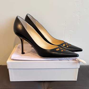 【JIMMY CHOO ABEL100 KID LEATHER PUMPS】 Jimmy Choo Abel Black Kid Pumps Leather ref.362288 - Joli Closet