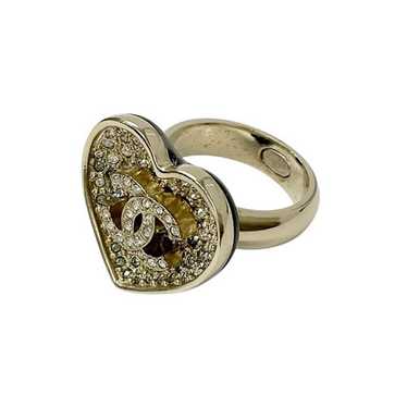 シャネル♥️07P ハート リング CHANEL Crystal CC Heart Ring 7 Silver Gold 834457 | FASHIONPHILE