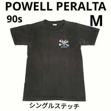 スケートボード 90's powell logo T black original Vintage 90s Powell Logo Tshirt Size M Skull Skate Skateboard
