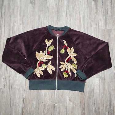 ★ZARA★ VELVET BOMBER JACKET ZARA Oversized Velvet Bomber Jacket Size Medium Pockets Zip
