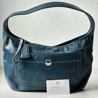 バッグ Vintage Coach Hobo Ergo Blue Rare y2k Coach 9294 Ergo Hobo Shoulder Bag Light Blue Leather Vintage