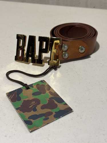 小物 Rare A BATHING APE BAPE LOGO BUCKLE BELT APE HEAD buckle BAPE camo embossed leather belt A Bathing
