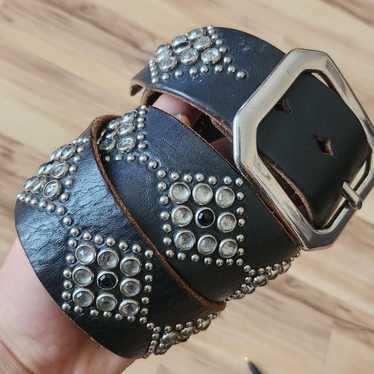 美品 【希少パターン】 HTC studs rhinestone belt 36 美品 【希少パターン】 HTC studs rhinestone belt 36 - メルカリ