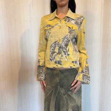 ワンピース ROBERTO CAVALLI ZEBRA PRINT STRETCH POPLIN SHIRT DRESS VINTAGE ROBERTO CAVALLI ZEBRA & FLORAL MULTI PRINT MAXI
