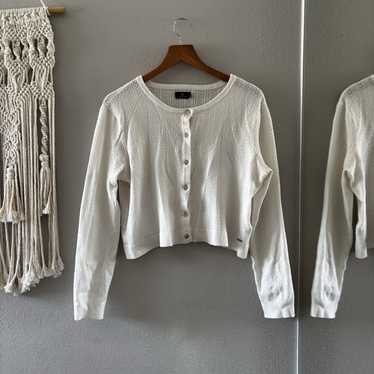 White Volcom Cropped Button-Up Sweater Women’s Si… - image 1