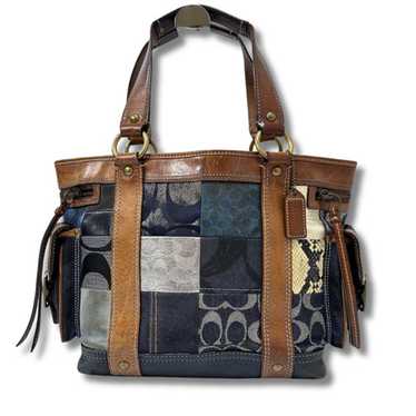 バッグ Coach Hampton Denim Patchwork Satchel Old Coach Patchwork Denim Bag | TikTok