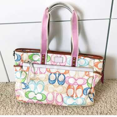 バッグ Coach Scribble stitch pocket tote bag Coach scribble stitch pocket - Gem