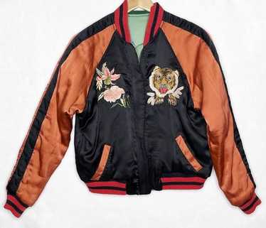 FUCT TIGER SOUVENIR JACKET スカジャン JAPANESE SUKAJAN Tiger, moonlit night cherry blossoms