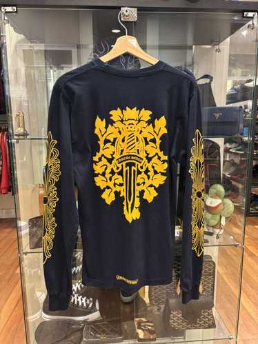 【CHROME HEARTS】V89 DAGGER L/S T-SHIRT \"NAVY/YELLOW\" V89 Dagger L/S T-Shirt 