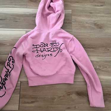Ed Hardy ピンク パーカー M Ed Hardy ピンク パーカー M Tiger Dagger Zip Front Hoodie