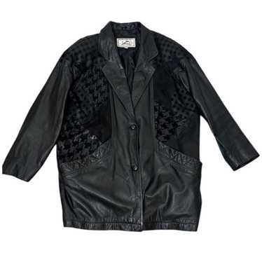 80s black leather jacket - Gem