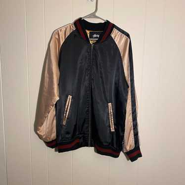 ジャケット・アウター STUSSY stadium jacket satin fabric XL Stussy Stadium Gothic Jacket Black Men's - US