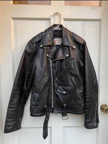 ▪️70‘s【SEARS】 LEATHER JACKET シアーズ レザー 黒 VTG Leather Biker Jacket Sears The Leather Shop Mens 44 X