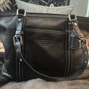 COACH Vintage Black Leather Tote Bag★ Vintage Coach Black Leather Light Tote, Refurbished