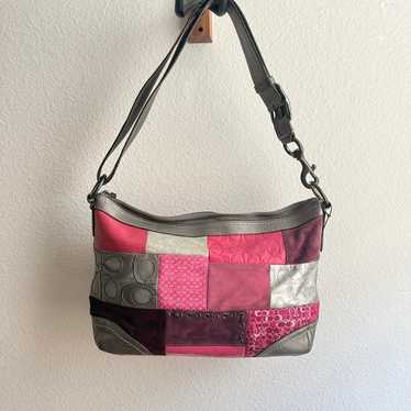 バッグ Coach Soho Shoulder Bag Patchwork 2228 Coach Vintage Beige & Brown Soho Patchwork Signature C