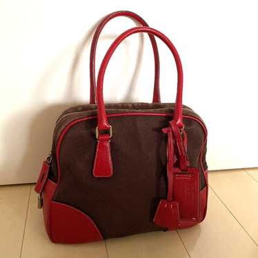 バッグ PRADA BOSTON CANVAS LEATHER HAND BAG Prada boston canvas leather - Gem