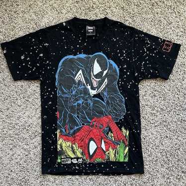 HUF X MARVEL コレクション スパイダーマン ヴェノム Tシャツ HUF x Marvel Venom Spiderman Black Tee sz M !! Vintage 90s