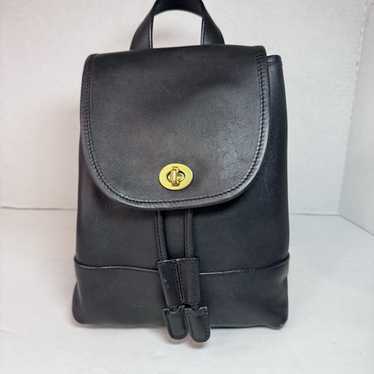 バッグ Vintage Coach Backpack 9960 BK Vintage COACH Daypack Black Leather Drawstring Mini Backpack
