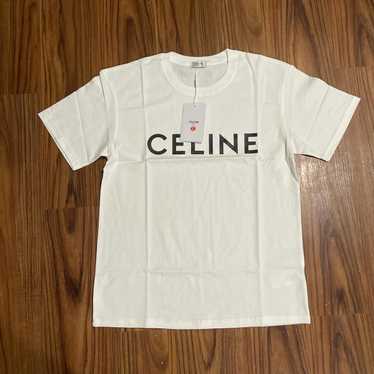 CELINE ホワイト Tシャツ X S CELINE セリーヌ ロゴTシャツ コットン S ホワイト ブラック
