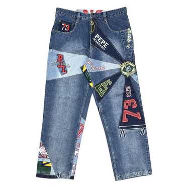 海外古着 PEPEJEANS ロゴ刺繍 ブラックデニムパンツ w33 Y2K Vintage Pepe London pjl73 Red Logo Black Jeans VGC 42x33 Y2K