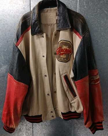OLD GUESS　アメリカンチーム　袖レザー　刺繍　ヴァーシティージャケット Vintage guess varsity leather - Gem