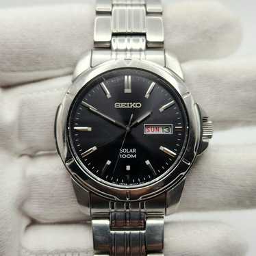 SEIKO セイコー SOLAR 100M V158-0AR0 ソーラー 腕時計 Seiko Solar 100m V158-0AS0 Seiko Solar Black Face Gold Tone