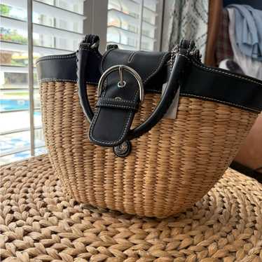 未使用級 黒 vintage coach old straw bag かごバッグ Coach straw and black - Gem