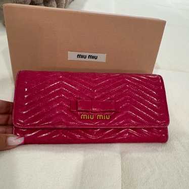 Authentic Miu Miu Fuchsia Quilted Wallet With Box - image 1