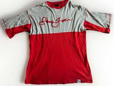 Sean John 赤 シャツ 未使用タグ付き SEAN JOHN 勲章プリントVネックTシャツ レッド Lサイズ