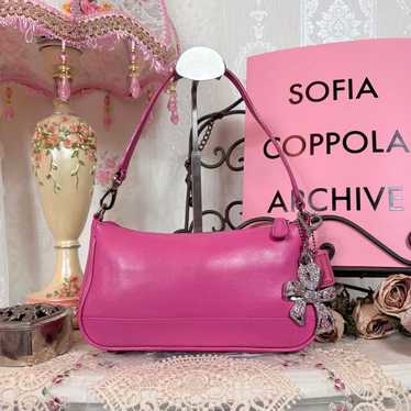 バッグ Coach Signature Demi Leather Pouch Pink Coach Demi Leather-Trimmed Logo-Jacquard Bag